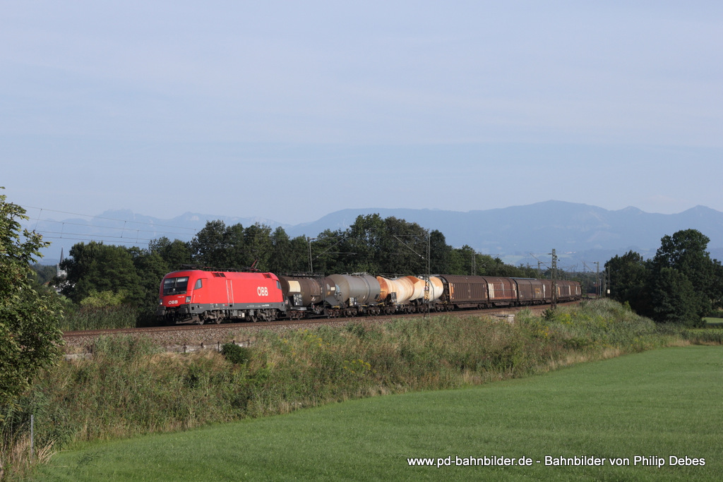 1116 119-9 (BB) fhrt am 21. August 2013 um 18:05 Uhr mit einem Gterzug durch Grokarolinenfeld