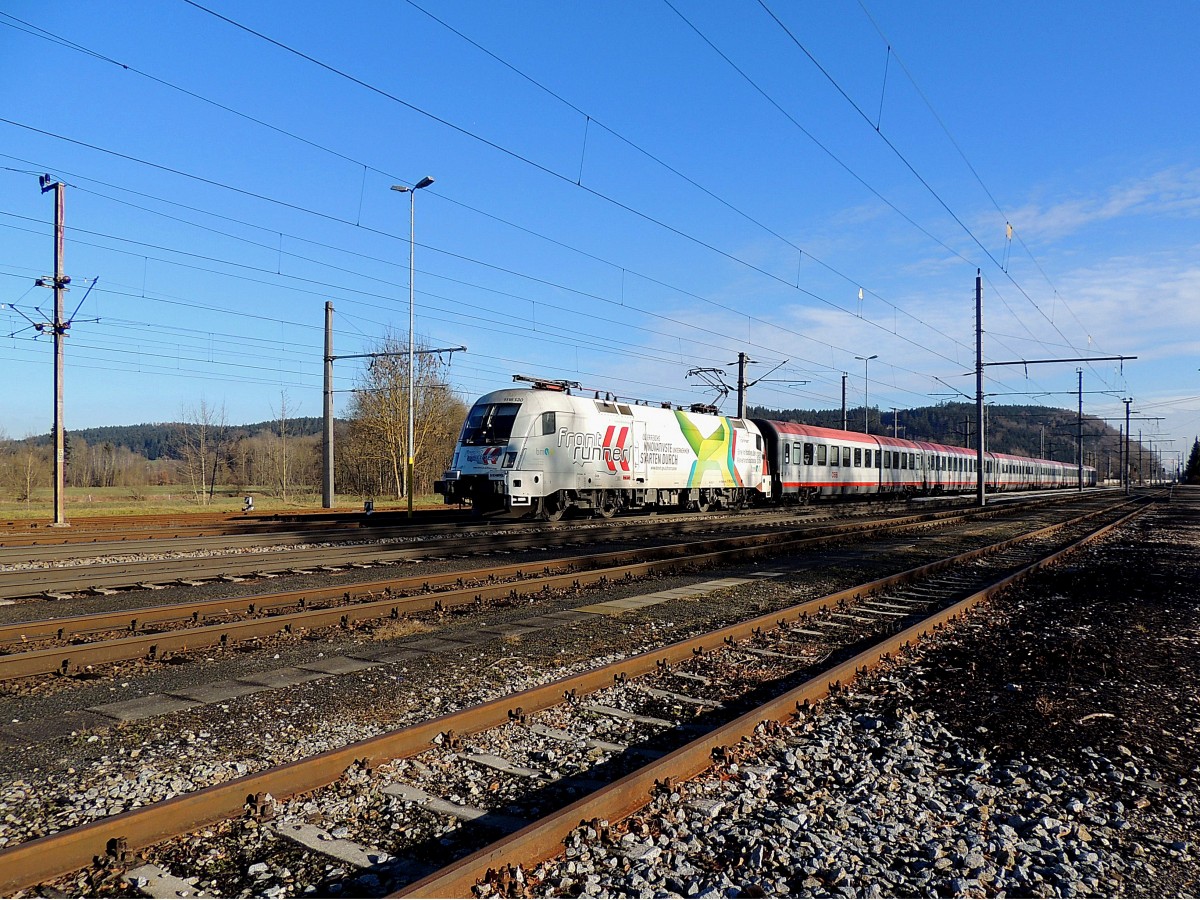1116 130-6  frontrunner  durchfährt mit IC548 (REGION TENNENGAU) den Bhf. Timelkam; 131230