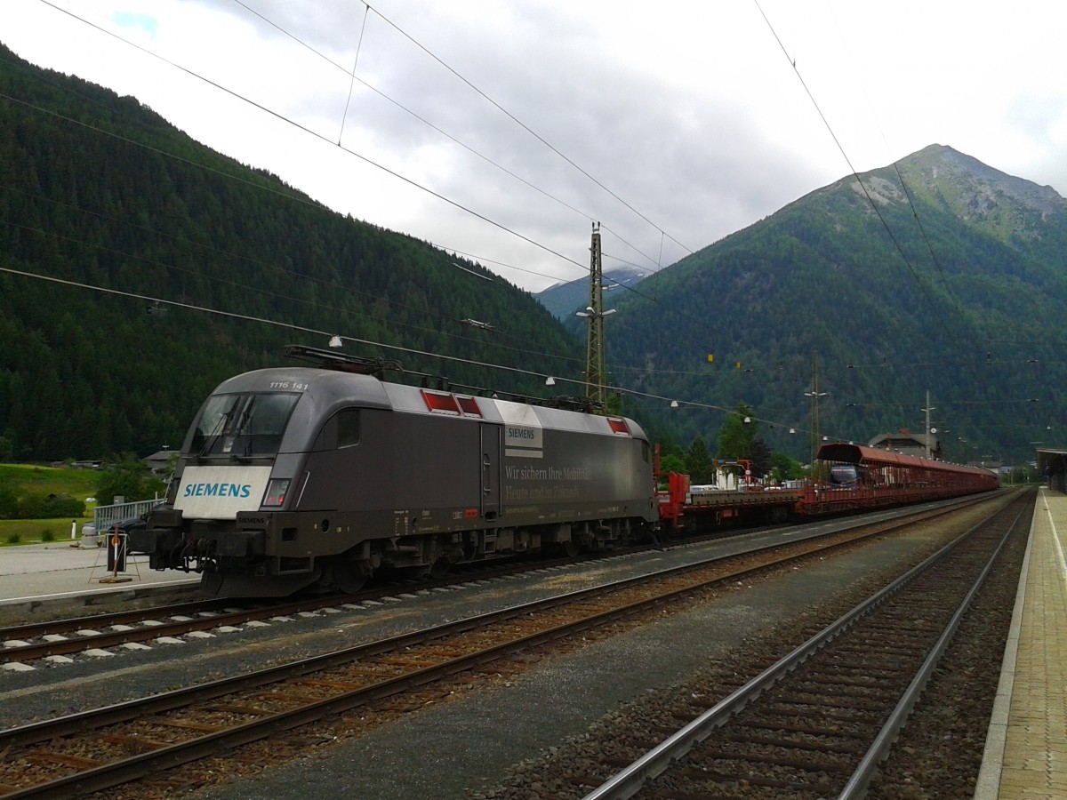1116 141-3  SIEMENS  mit ASTB 9609 von Böckstein bei der Ankunft in Mallnitz-Obervellach. (28.6.2015)