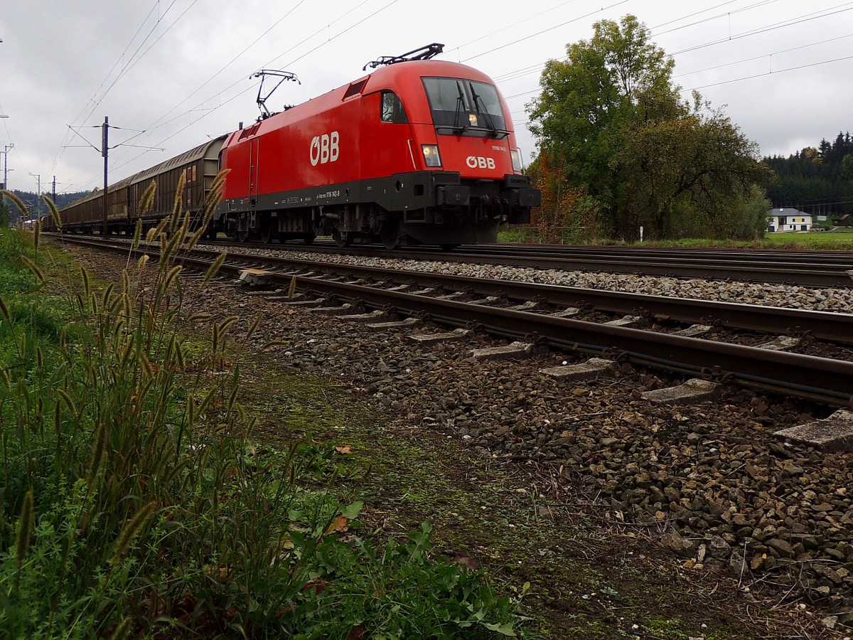 1116 142-9 mit Güterzug entlang der Westbahn bei Redl-Zipf; 151015