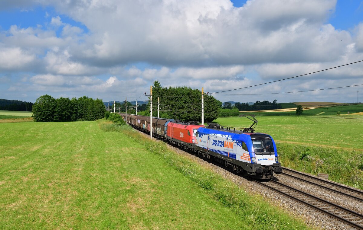 1116 159 + 1116 2xx mit GAG 45905 am 26.06.2021 bei Kimpling.