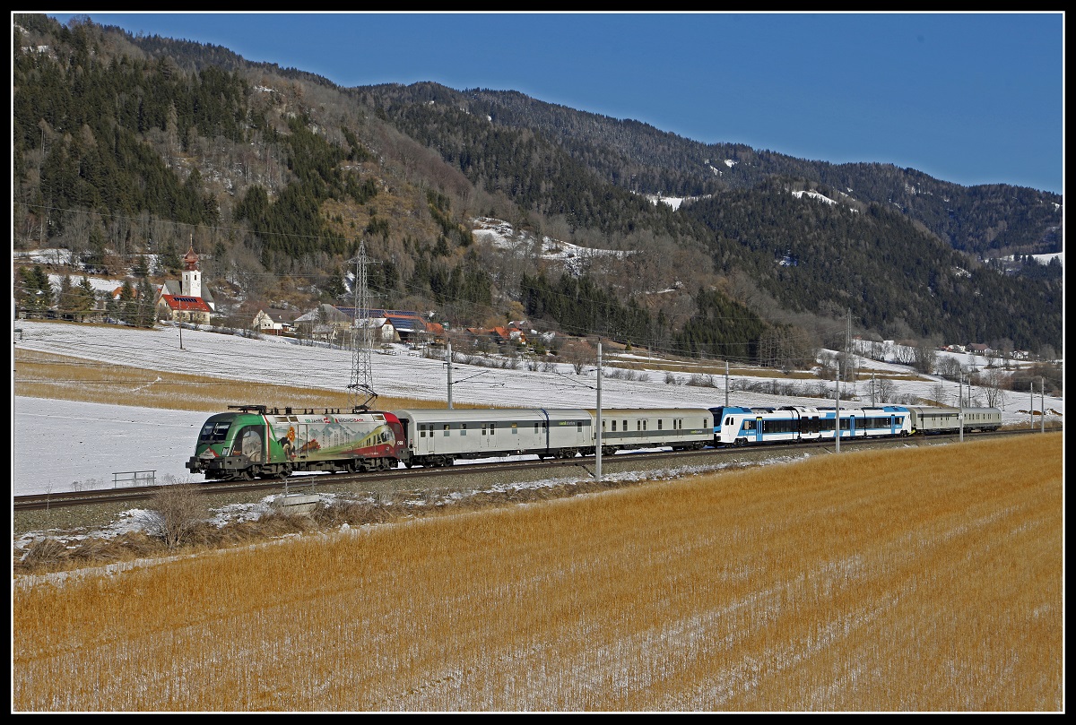 1116 159 mit Probezug bei Unzmarkt am 7.02.2020.