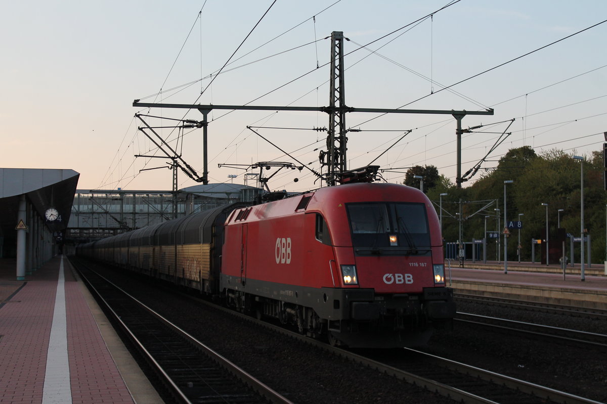 1116 167 am 05.09.2018 mit einem ARS-Zug in Kassel-Wilhelmshöhe.