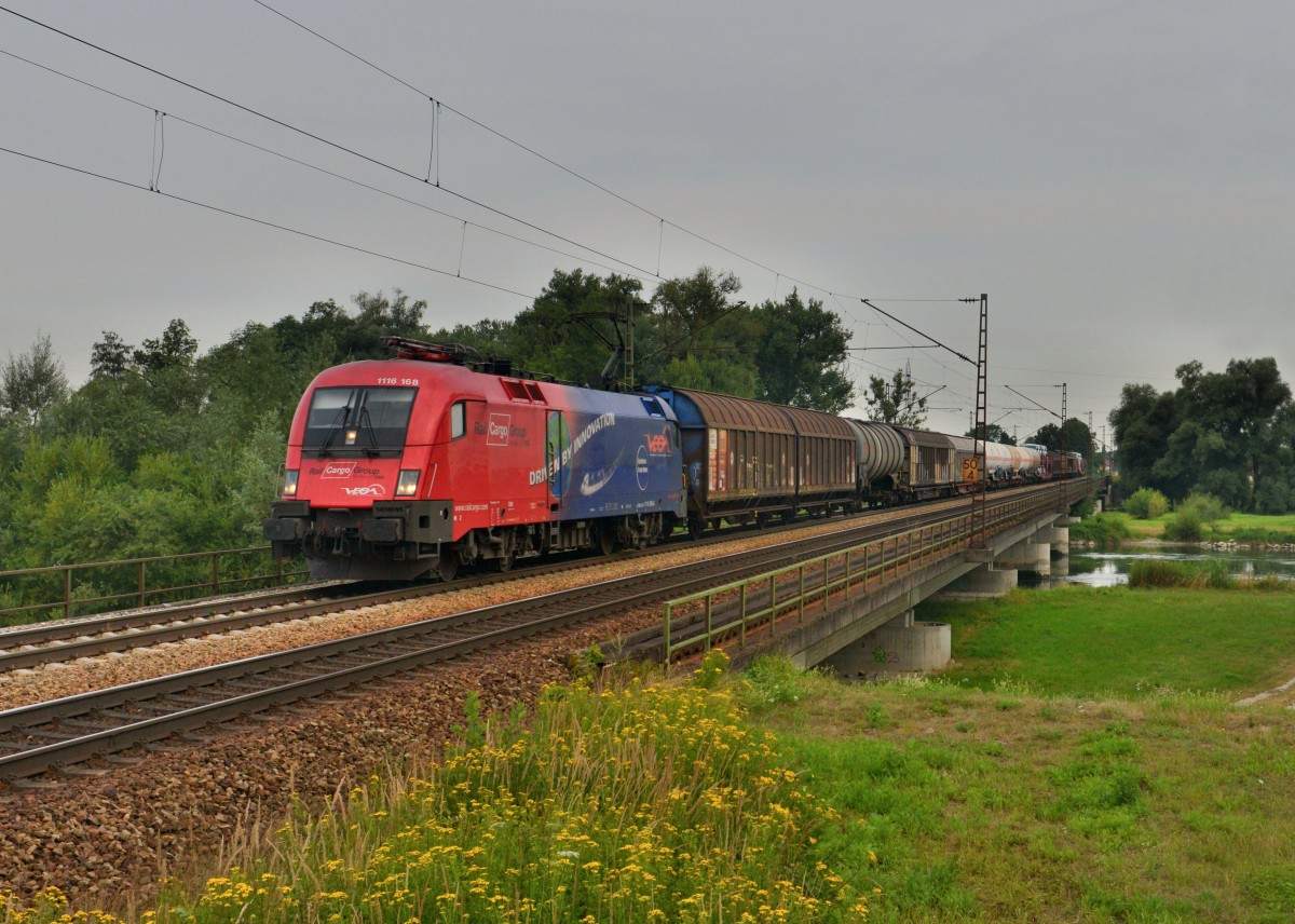1116 168 mit EZ 45903 am 24.07.2015 bei Plattling. 