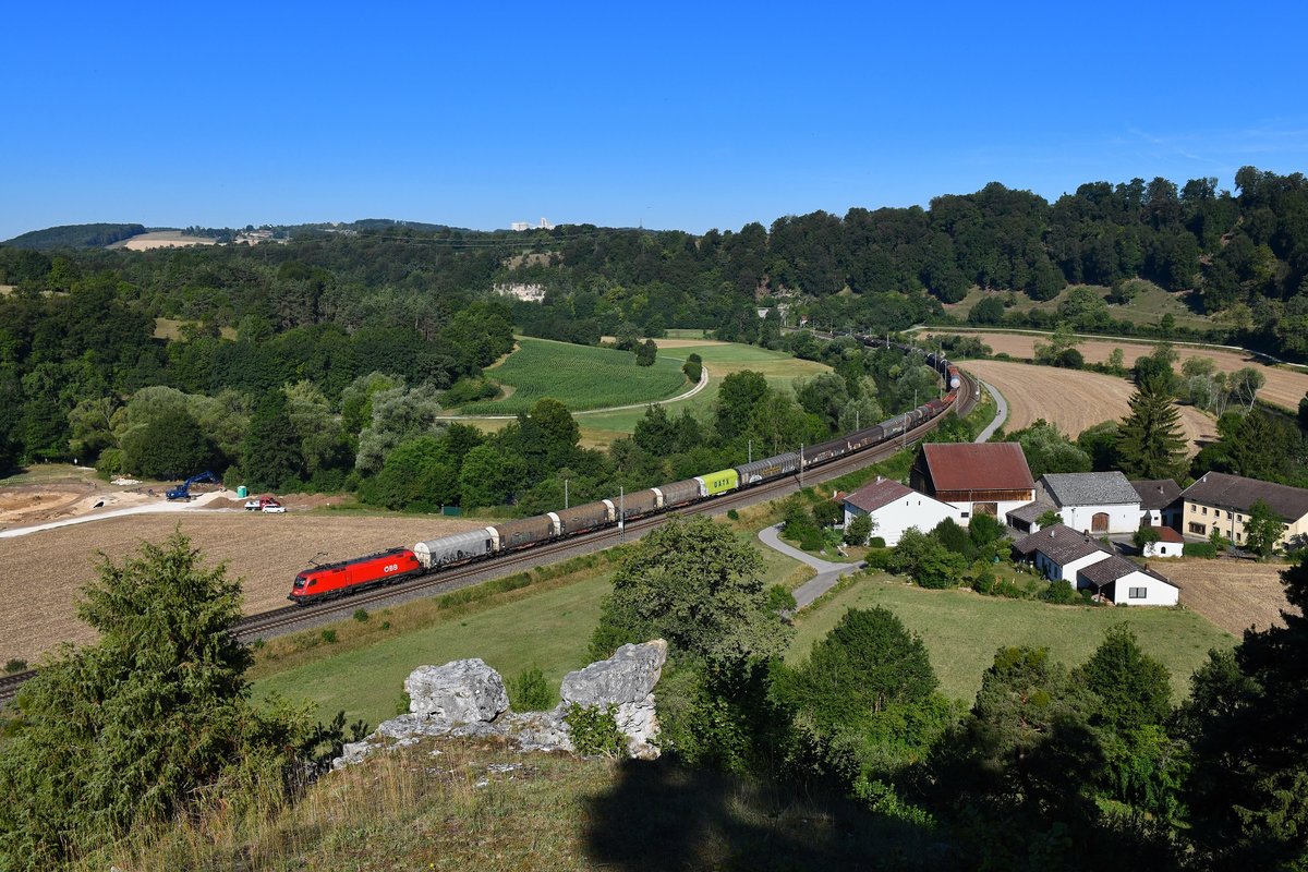 1116 176 mit einem Güterzug am 24.07.2019 bei Hagenacker.