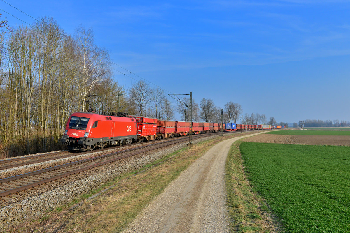 1116 199 mit einem KLV am 23.03.2015 bei Langenisarhofen. 