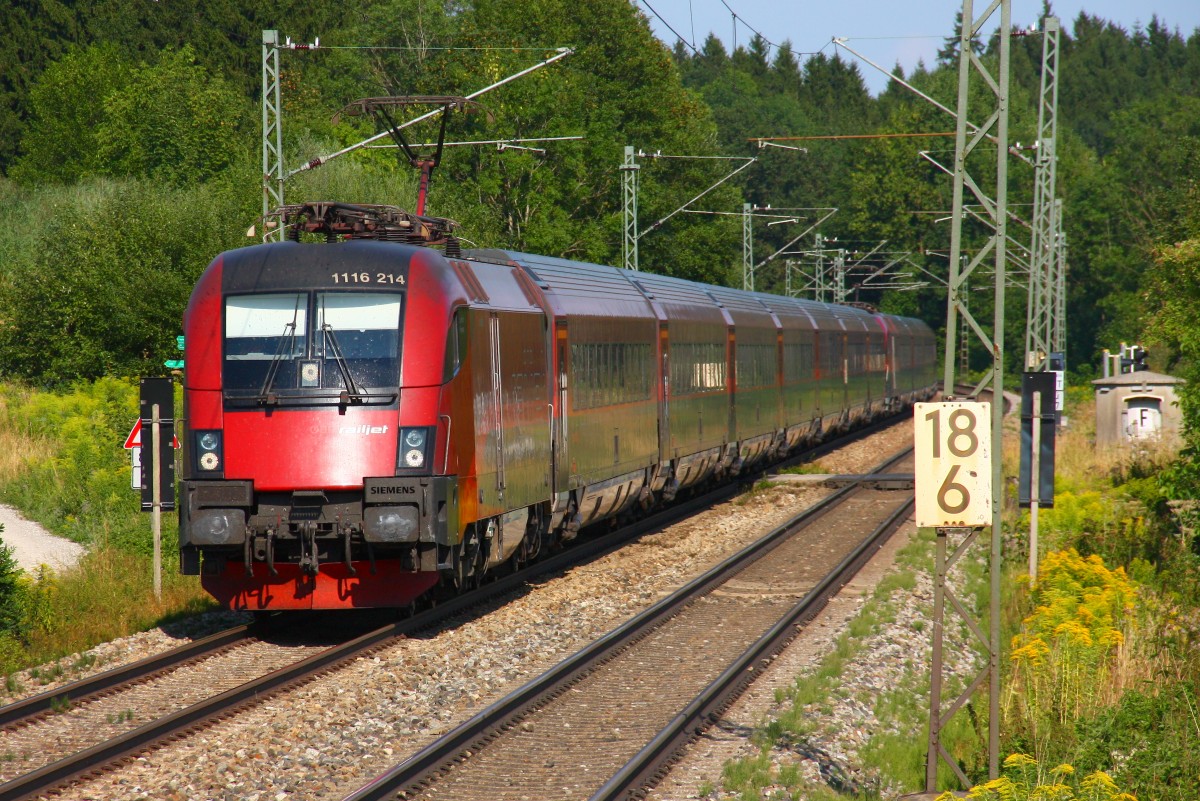 1116 214 mit RailJet nach Bludenz bei Endorf/Obb. - 15/08/2013