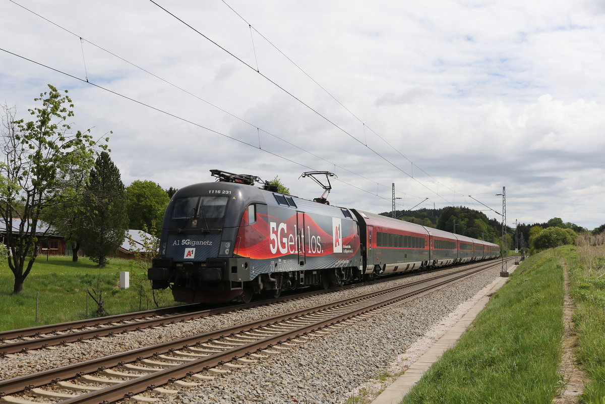 1116 231  5 Geht los  auf dem Weg nach München am 4. Mai 2020 bei Übersee am Chiemsee.