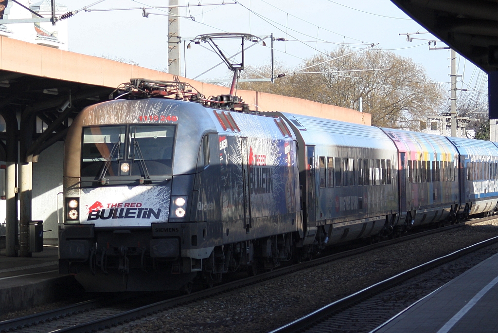 1116 248-6 fährt am 07.Februar 2016 mit dem RJ 559 durch Atzgersdorf.