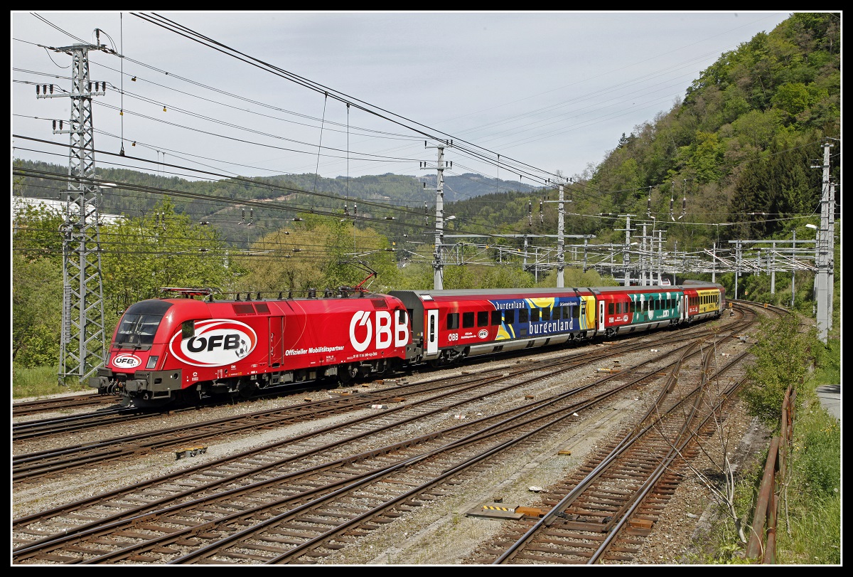 1116 249 (ÖFB) als RJ535 in Bruck an der Mur am 8.05.2020.