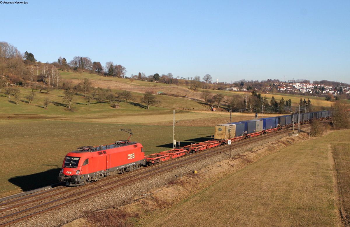 1116 258-6 mit dem DGS 47150 (Kecskemet-Kornwestheim Rbf) bei Uhingen 16.2.19