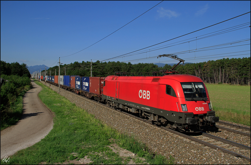 1116.050 mit Containerzug am 10.08.14 bei Neunkirchen/NÖ Ri. Wr.Neustadt.