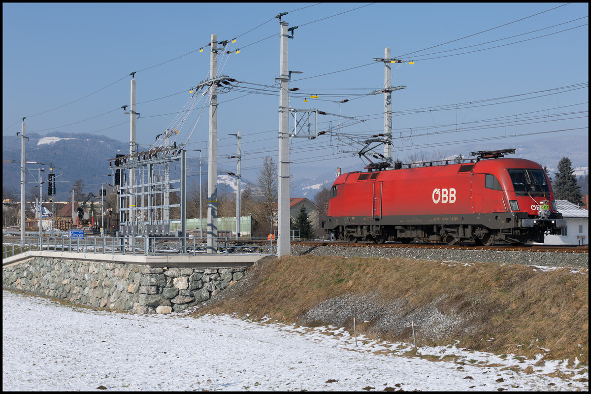 1116.064 rollt am 20. Februar 2025 durch den Bahnhof Frauental Bad Gams . 