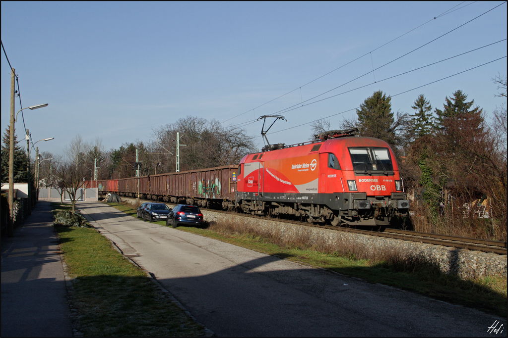 1116.072 bespannte am 28.12.15 die Leer-Rübe 59023. Hier zwischen Ebenfurth und Neufeld/Leitha.