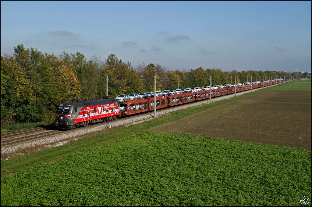 1116.138 mit Laes GAG 49481 (Bpa-Sd) beladen mit Skoda am 19.10.14 bei Ebenfurth.
