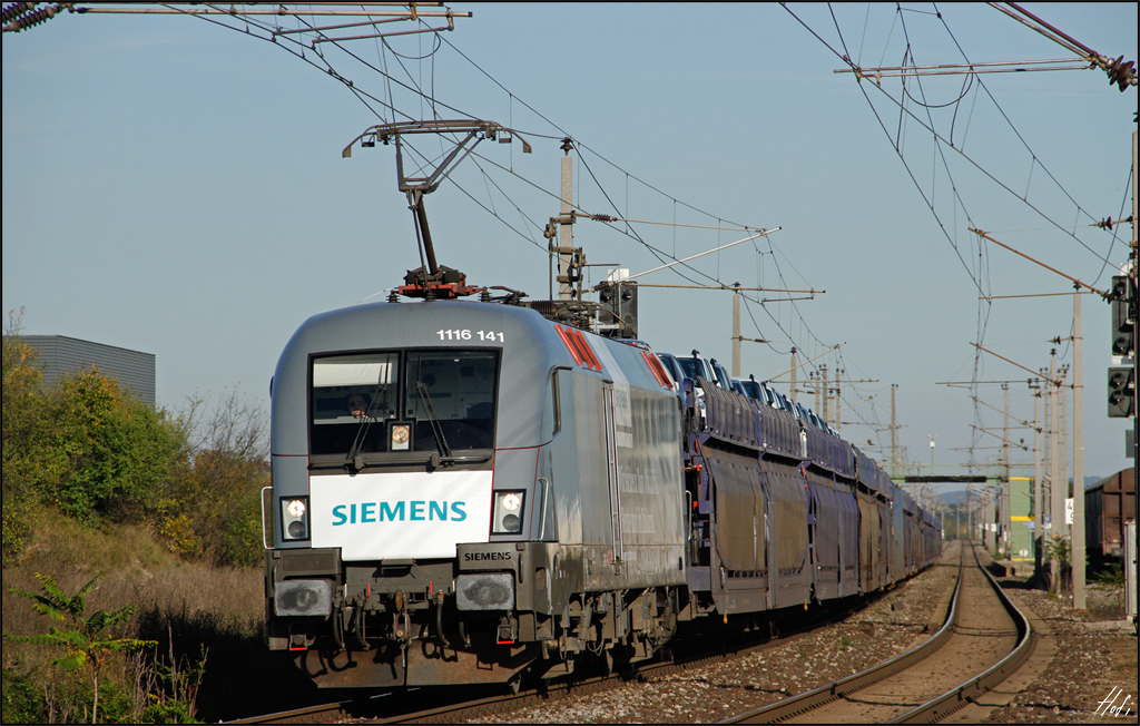 1116.141 mit GEFCO GAG 48109 nach Tarvisio Boscoverde am 19.10.14 in der Hst. Wr.Neustadt Civitas Nova.