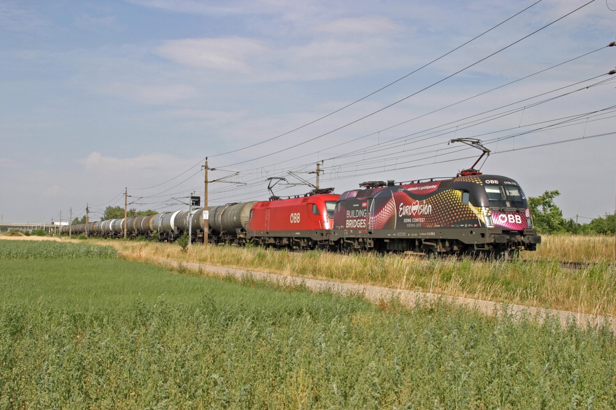 1116.170 ESC +083 befinden sich mit GAG-91025 kurz nach Wr.Neustadt am 6.7.15