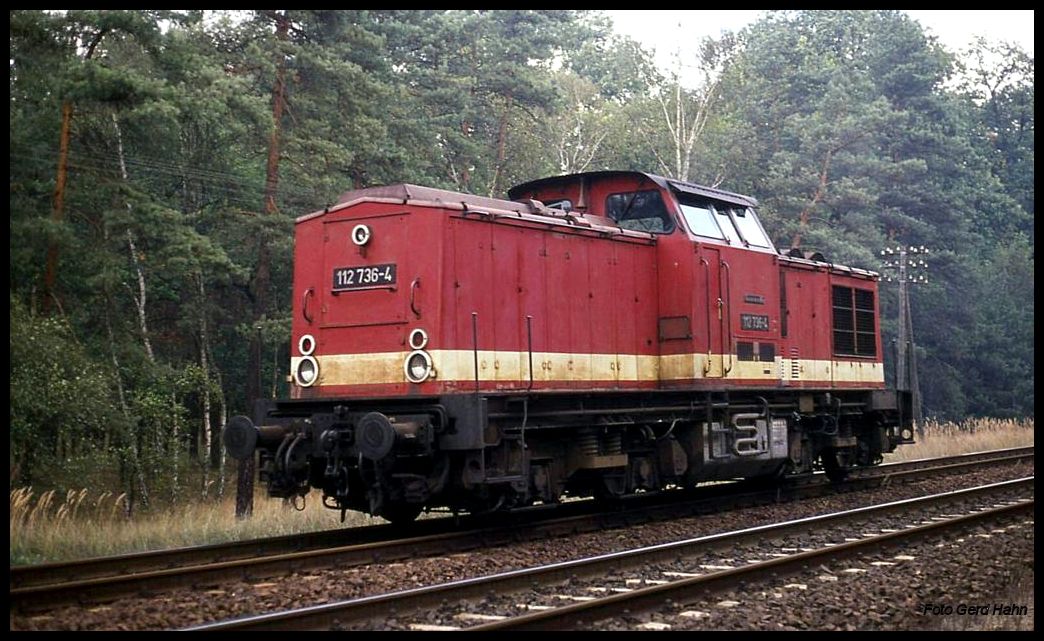 112736 kam solo am 19.10.1991 um 12.32 Uhr in Richtung Magdeburg fahrend durch Güsen.