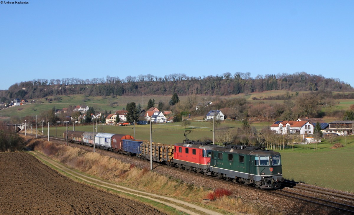11364 und 11253 mit dem EZ 44616 (Zürich Limmattal-Kornwestheim Rbf) bei Bietingen 13.1.15