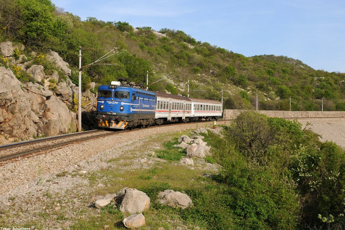 1141 386 (HR-HZPP 91 78 1141 386-8) mit Pu4606 bei Meja am 21.04.2019 