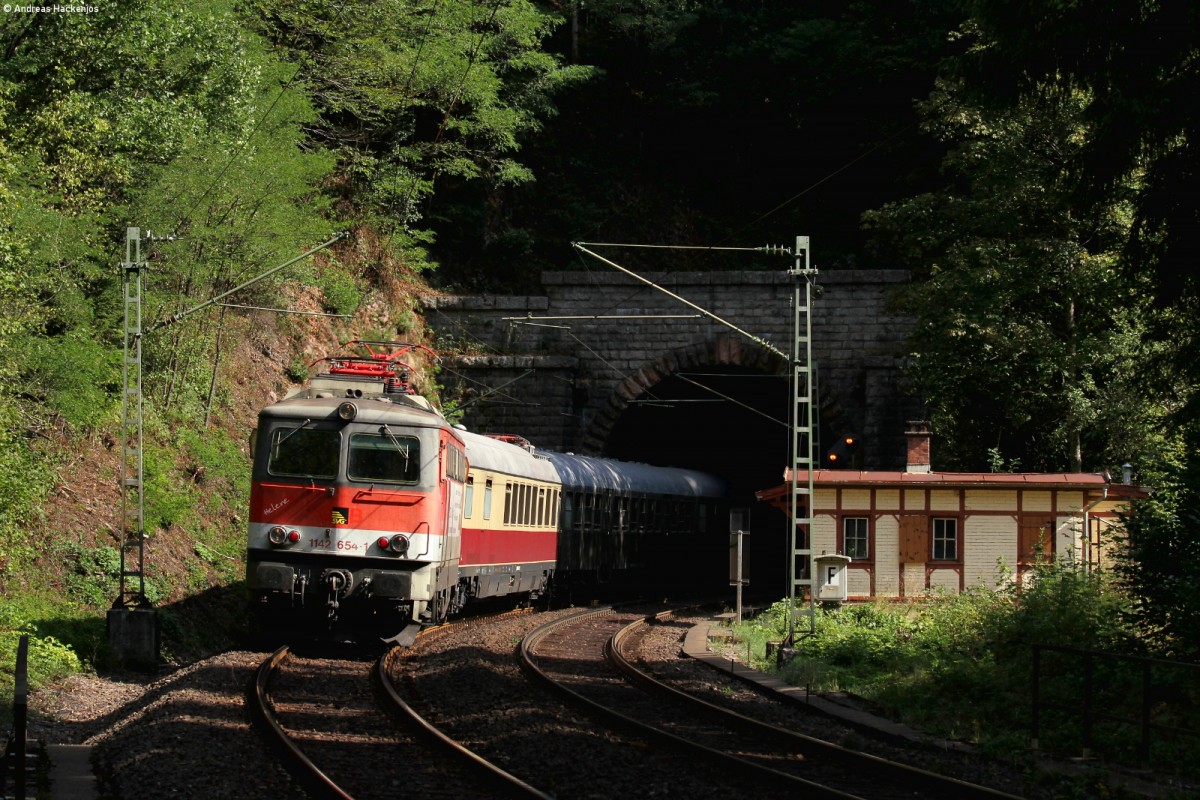1142 654-1 mit dem DPE 13492 (Zürich - Stuttgart Hbf) bei Niederwasser 30.8.15
