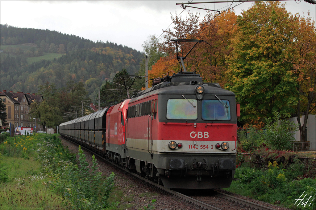 1142.554 und 1016.016 am 16.10.13 mit Falls Ganzzug kurz nach Donawitz Ri. Leoben Hbf.