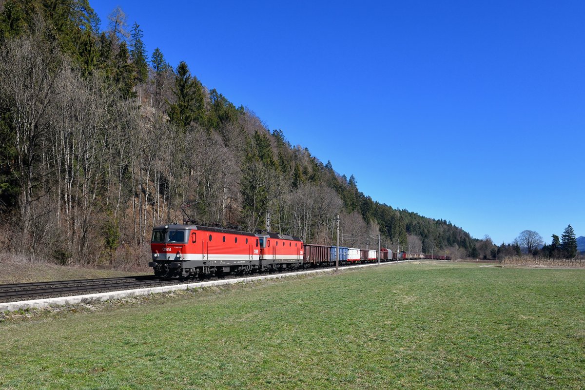 1144 056 + 1144 100 mit GAG 44237 am 23.03.2019 bei Pöckau. 