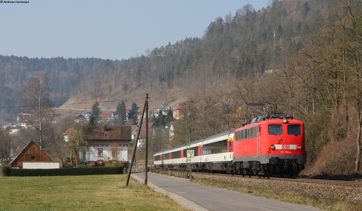 115 198-4 mit dem IC 282 (Zürich HB-Stuttgart Hbf) bei Aistaig 14.3.14