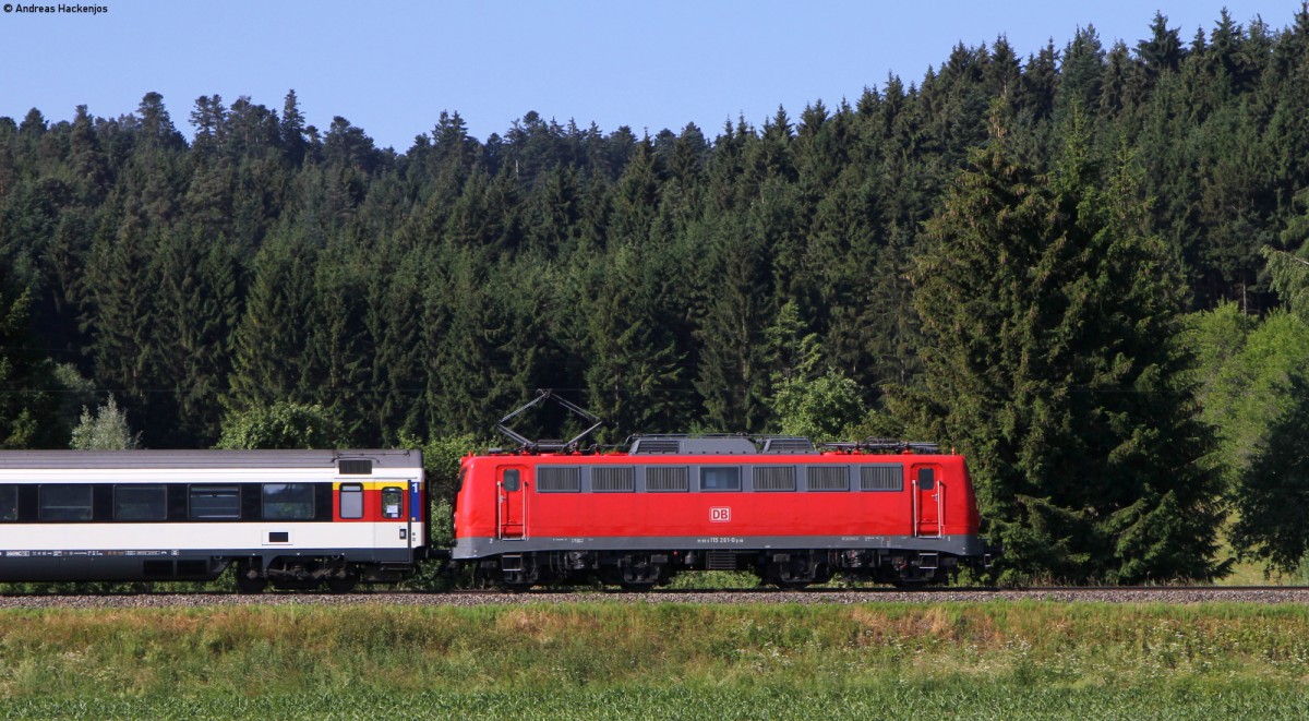 115 261-0 mit dem IC 284 (Zürich HB-Stuttgart Hbf) bei Neufra 23.6.14