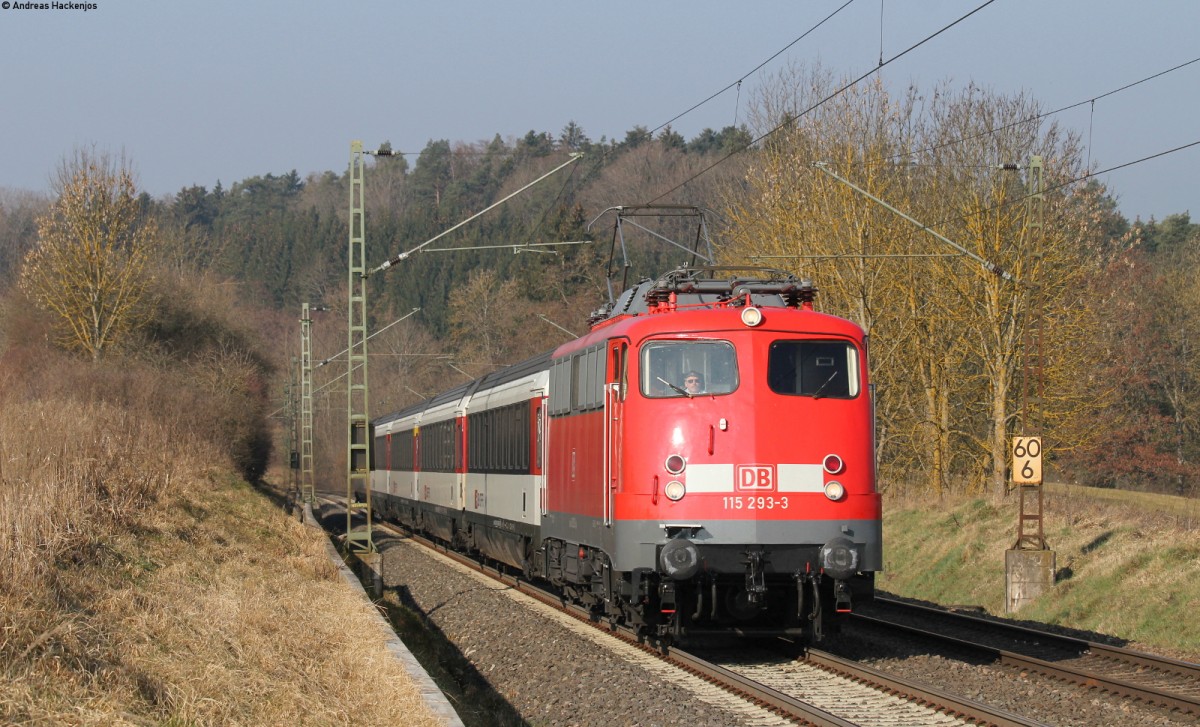 115 293-3 mit dem IC 284 (Zürich HB-Stuttgart Hbf) bei Eutingen 14.3.14
