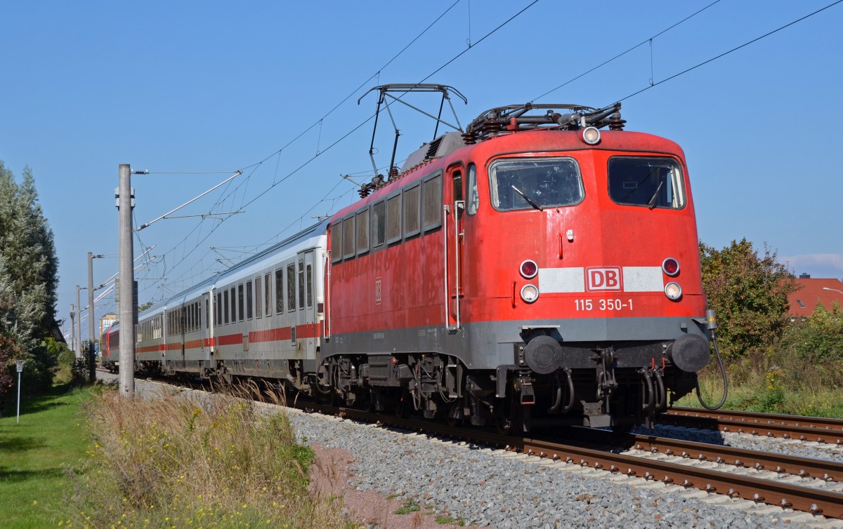 115 350 fhrte am 01.10.13 den PbZ 2467 von Berlin nach Leipzig durch Greppin Richtung Bitterfeld. Am Zugschluss luft noch die Nrnberger 146 247 mit.