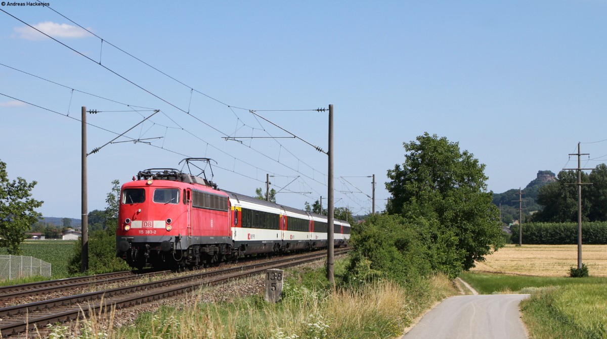 115 383-2 mit dem IC 184 (Zürich HB-Stuttgart Hbf) bei Welschingen 21.6.14