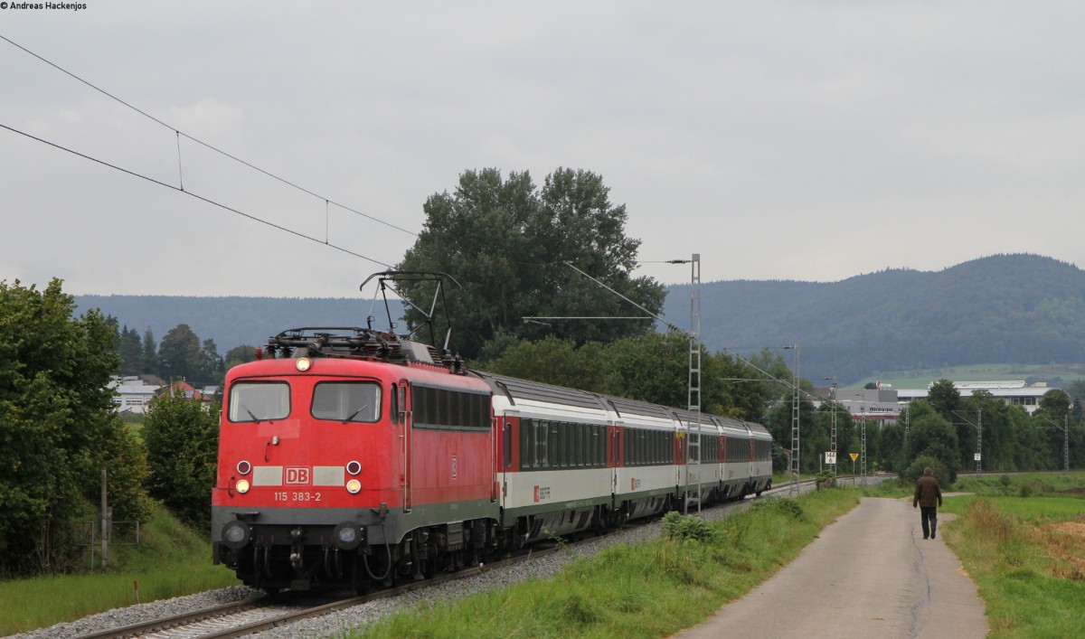 115 383-2 mit dem IC 281 (Stuttgart Hbf-Zürich HB) bei Weilheim 1.9.14