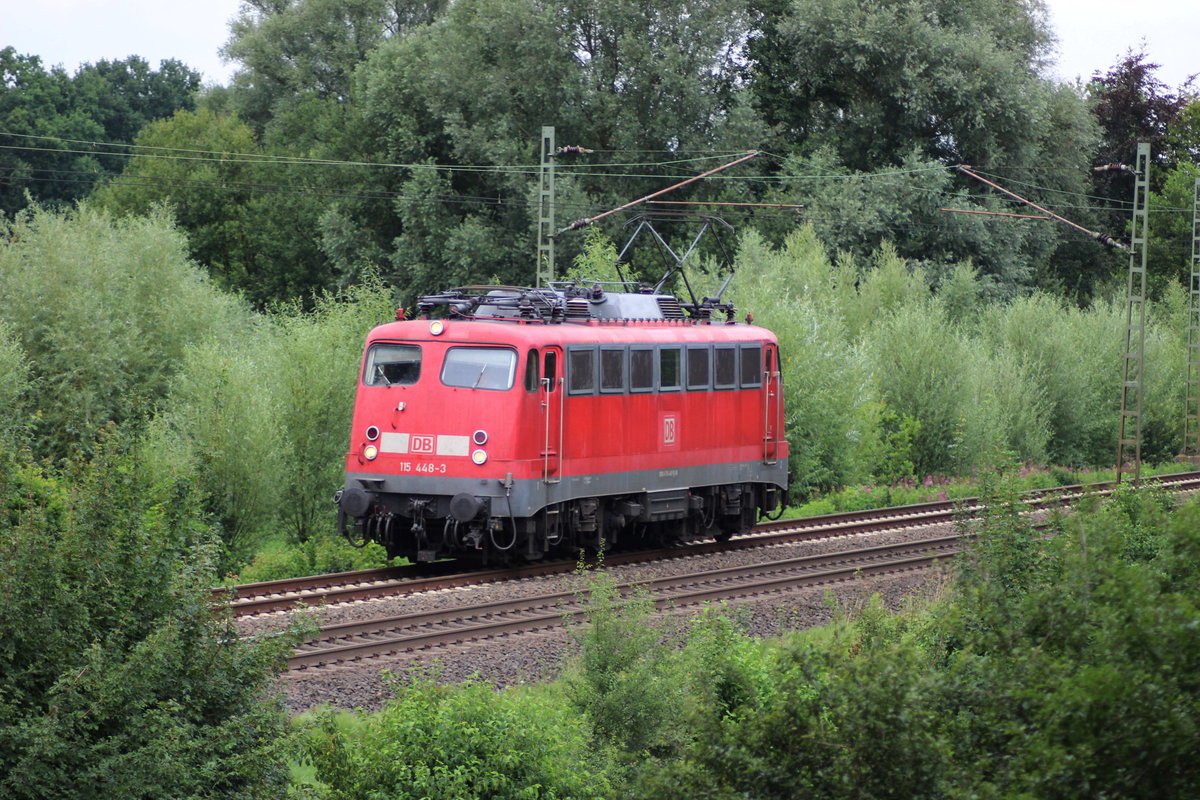 115 448-3 auf dem Weg nach Köln aufgenommen in Sythen am 16.8.2015