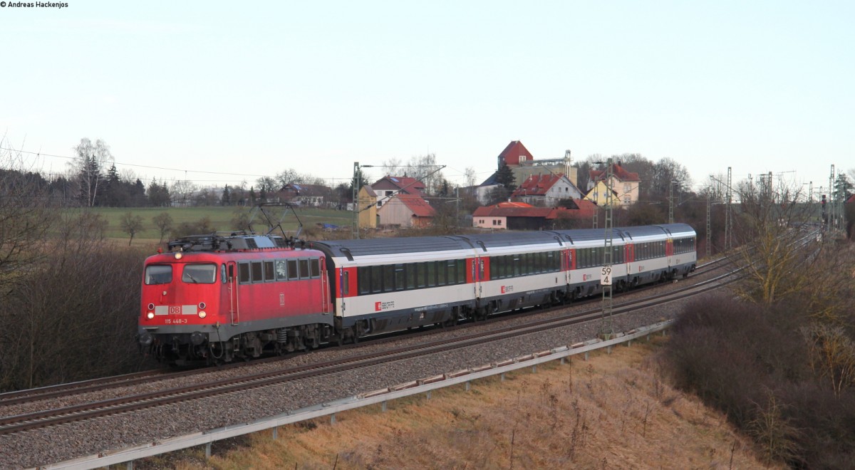 115 448-3 mit dem IC 187 (Stuttgart Hbf-Zürich HB) bei Eutingen 27.12.13