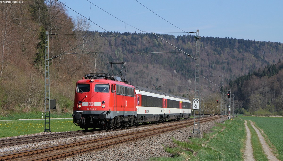 115 448-3 mit dem IC 183 (Stuttgart Hbf-Zürich HB) bei Grünholz 11.4.14