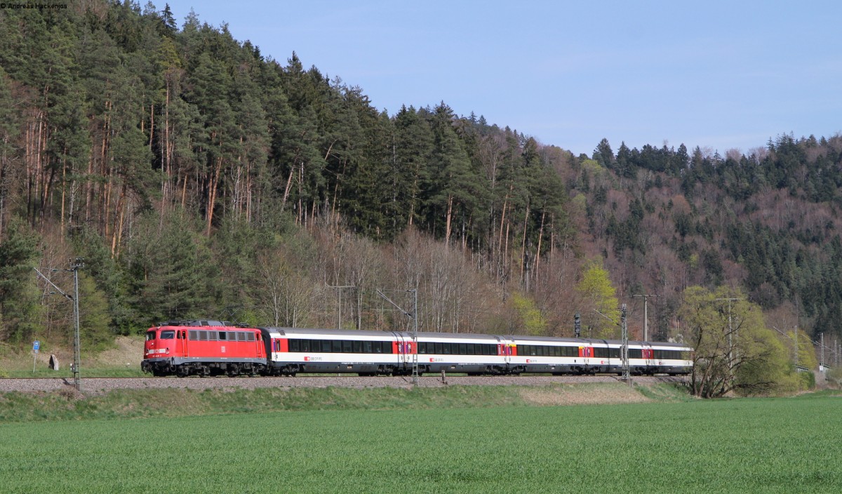 115 448-3 mit dem IC 186 (Zürich HB-Stuttgart Hbf) bei Neckarhausen 11.4.14