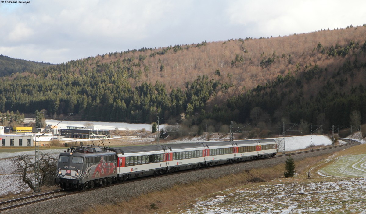 115 509-2  80 Jahre Autozug  mit dem IC 185 (Stuttgart Hbf-Zürich HB) bei Möhringen 26.1.14