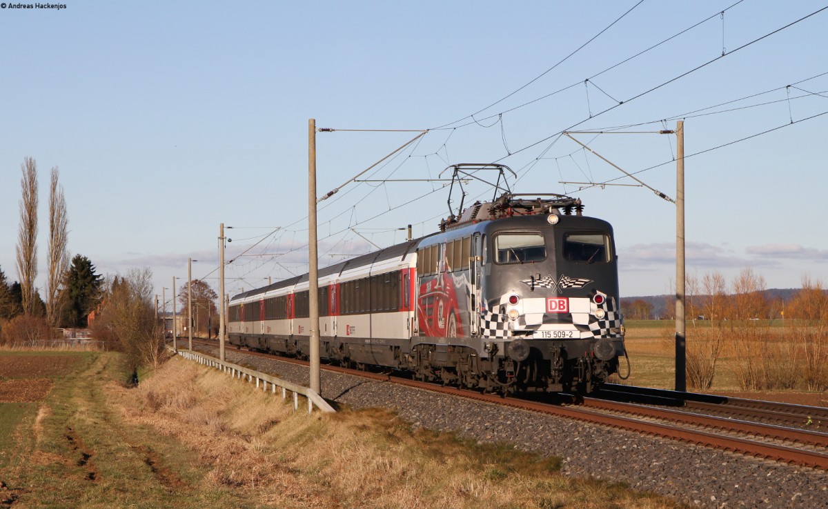 115 509-2  80 Jahre Autozug  mit dem IC 281 (Stuttgart Hbf-Zürich HB) bei Gäufelden 23.2.14