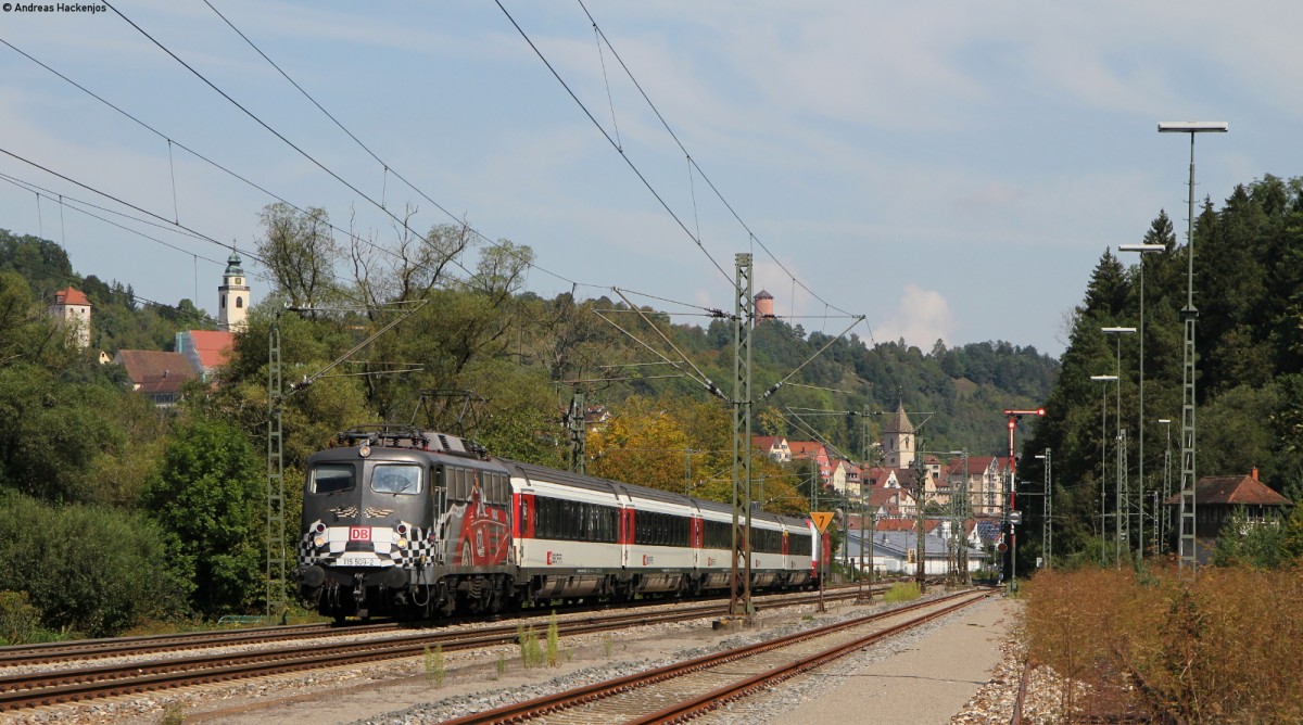 115 509-2  80 Jahre Autozug  mit dem IC 2517 (Stuttgart Hbf-Rottweil) bei Horb 6.9.14