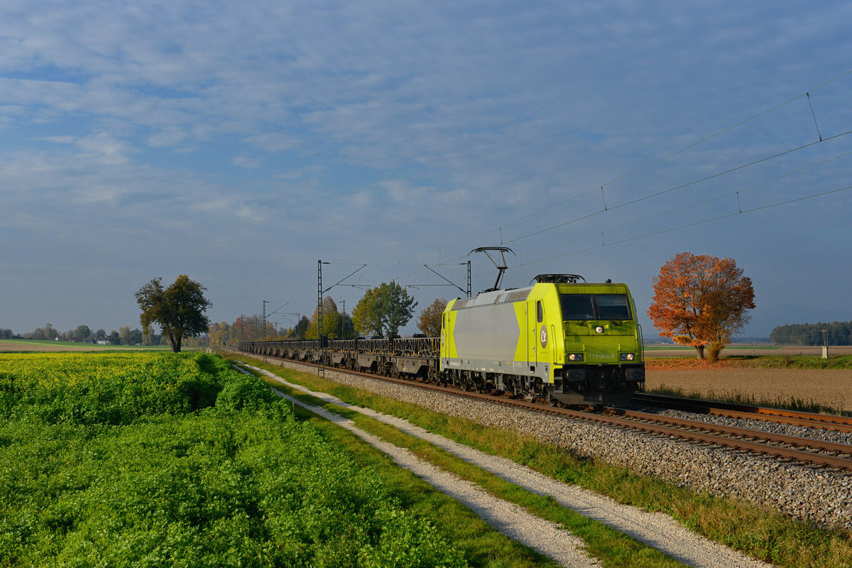 119 004 (185 623) mit DGS 46679 am 20.10.2017 bei Langenisarhofen. 