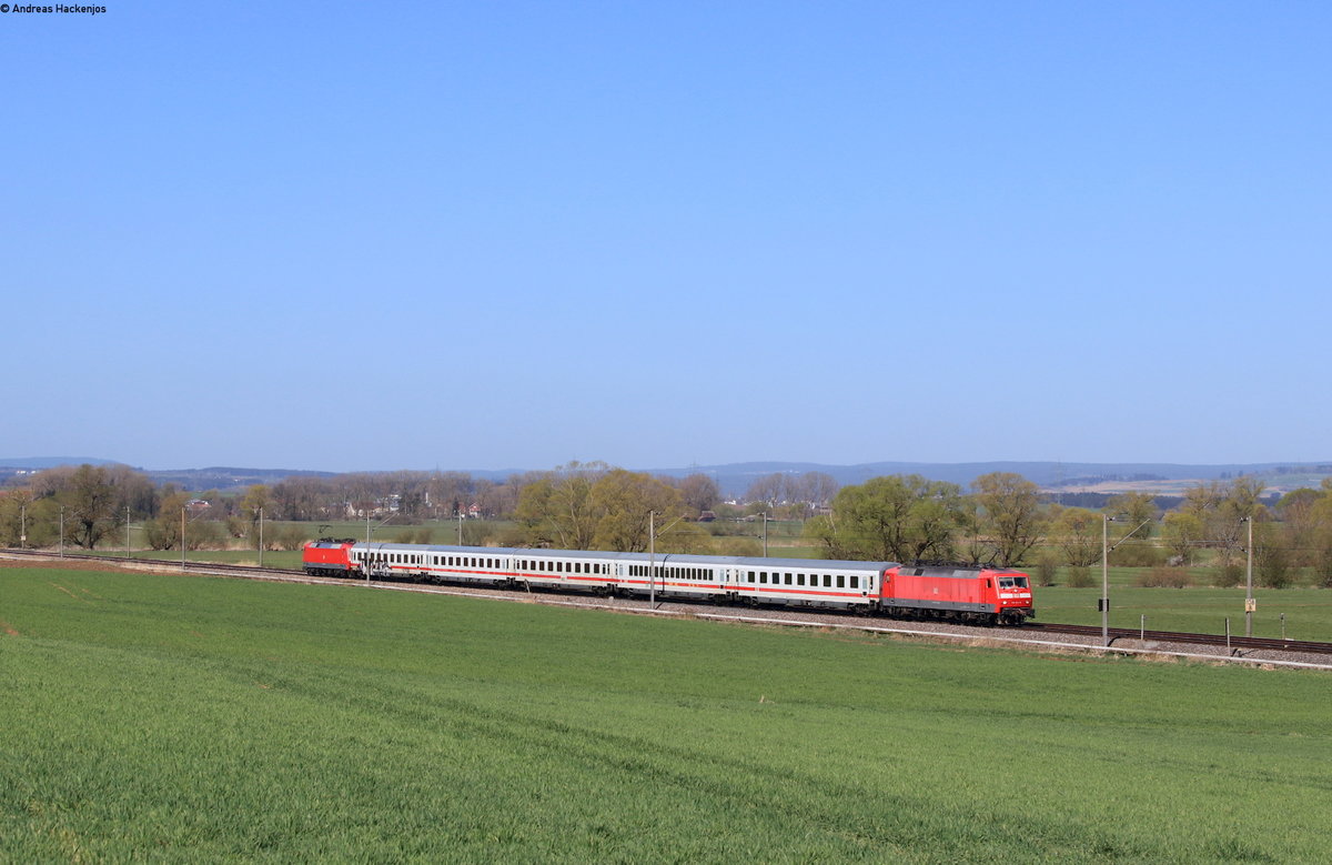 120 113-6 und 120 120-1 mit dem LPF 77759 (Donaueschingen-Stuttgart Hbf) bei Gutmadingen 14.4.20