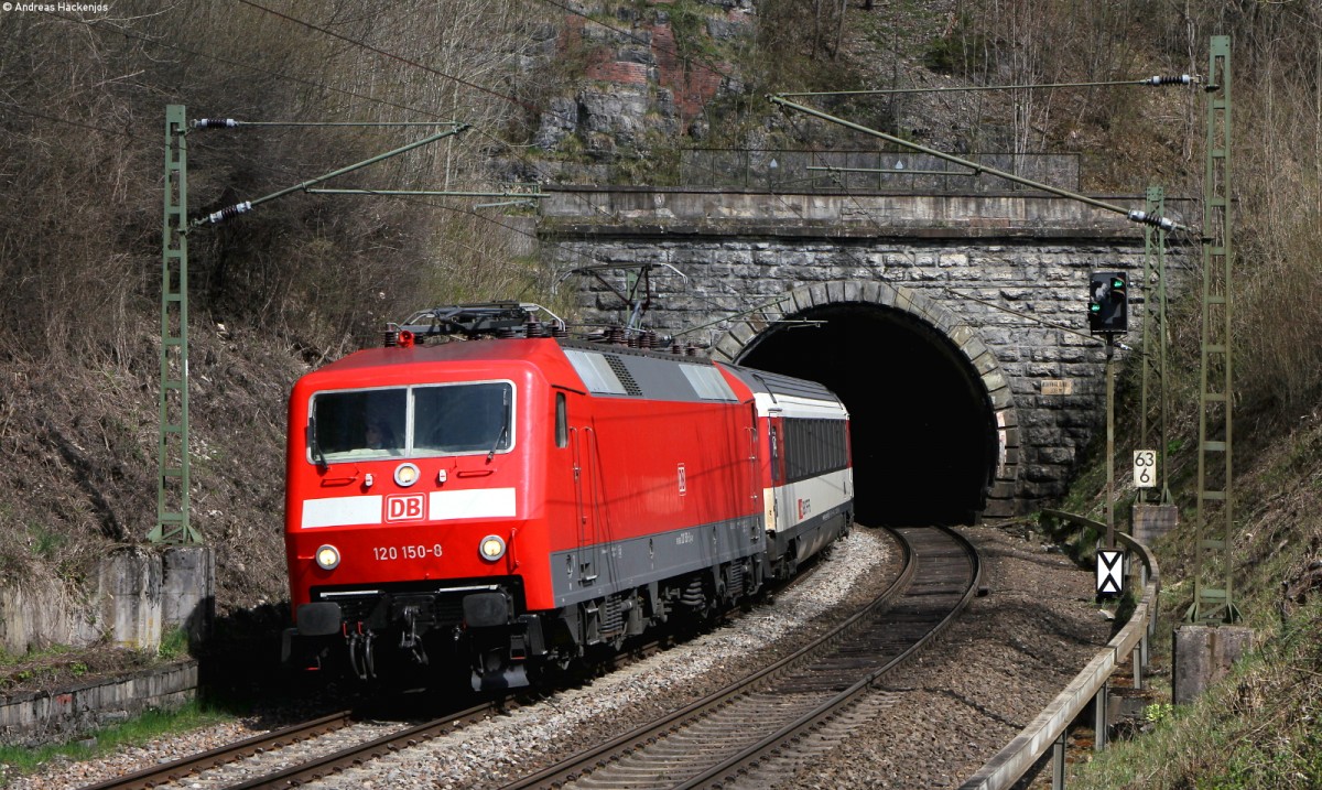 120 150-0 mit dem IC 187 (Stuttgart Hbf-Zürich HB) bei Mühlen 14.4.15