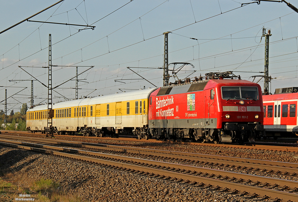 120 153 mit Messzug auf der SFS bei Porz(Rhein) am 19.09.2018 