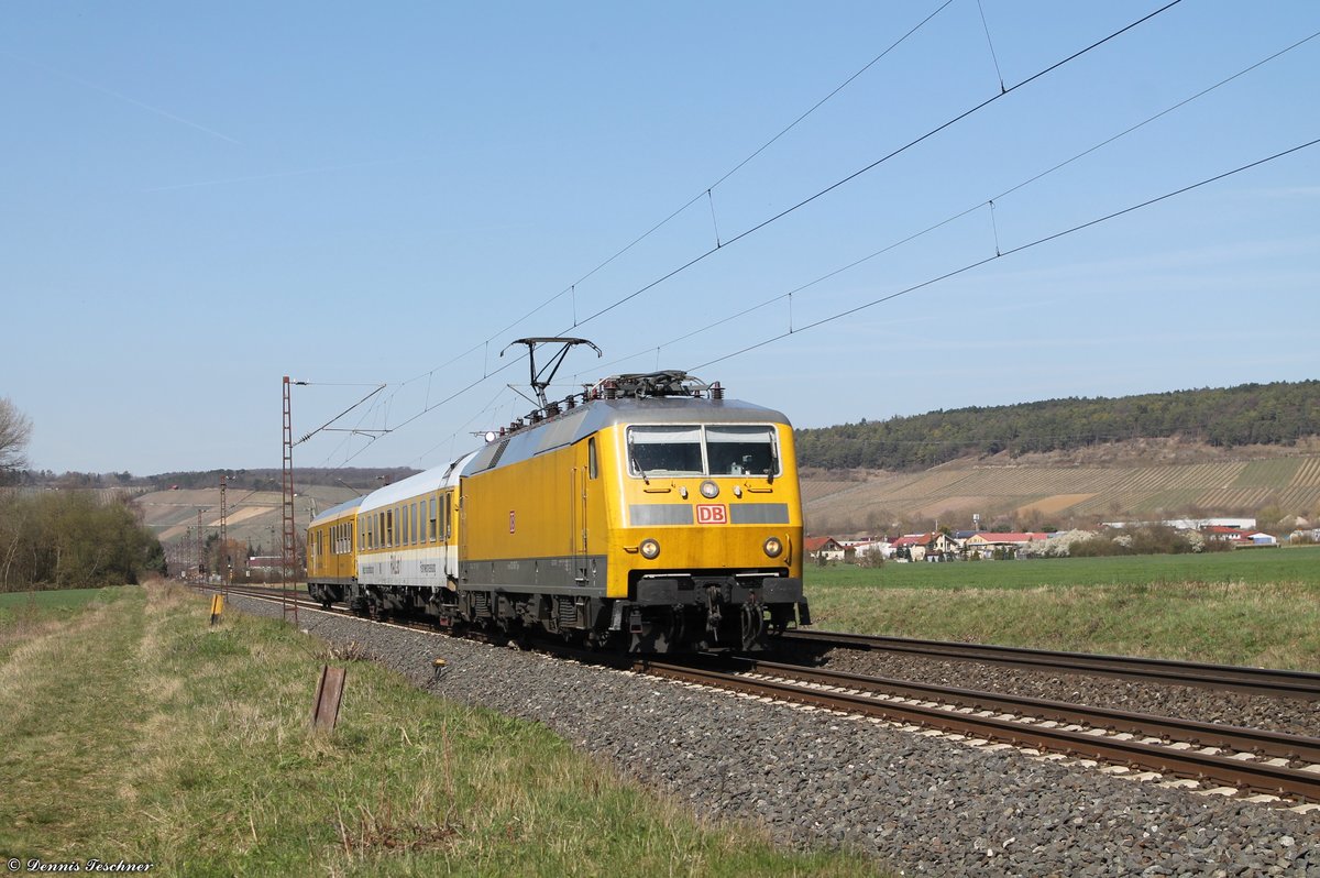 120 160-7 DB mit Messzug bei Retzbach-Zellingen am 28.03.2017