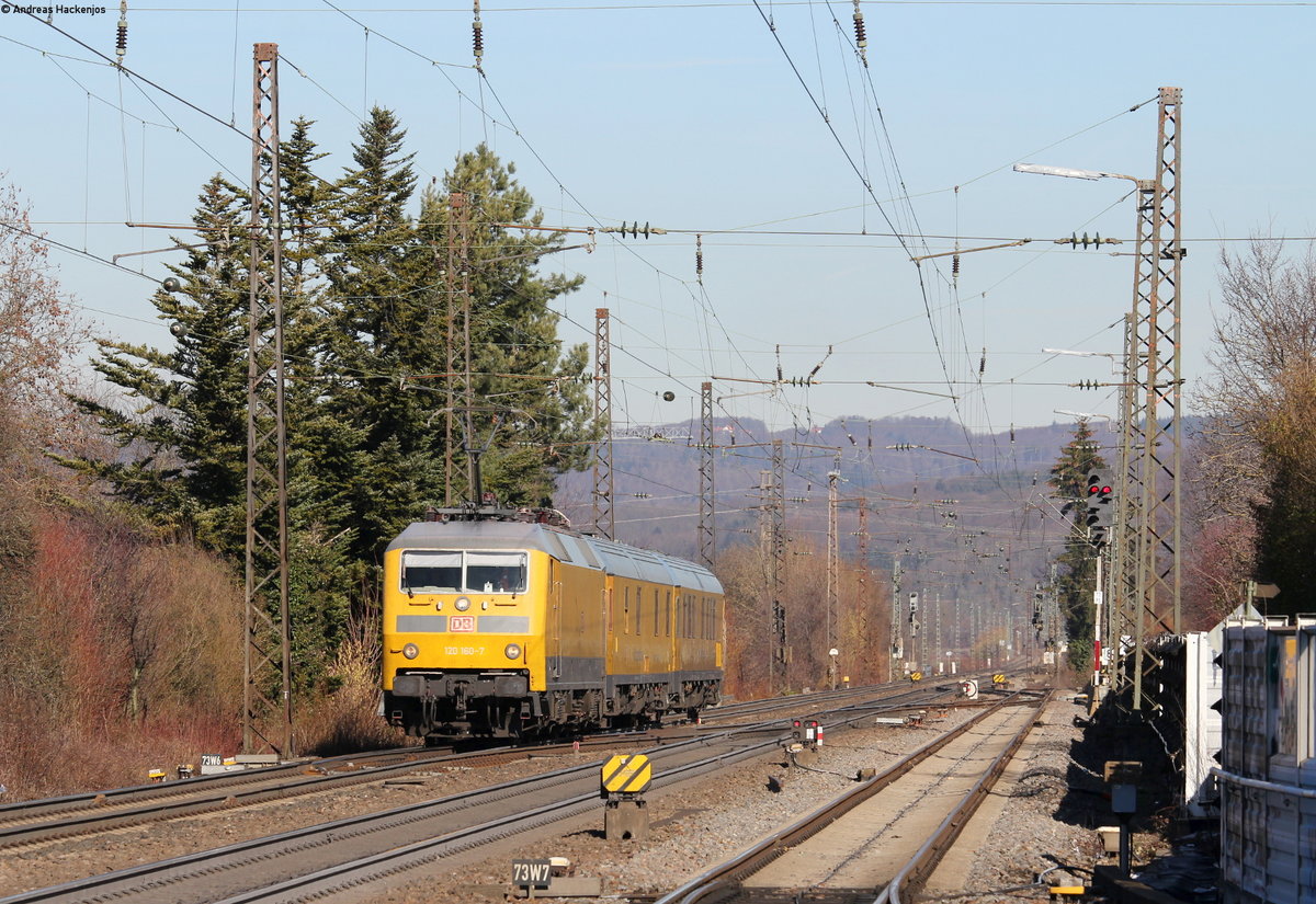 120 160-7 mit dem Mess Nbz 94321 (Hockenheim-Basel Bad Bf) in Denzlingen 13.2.19