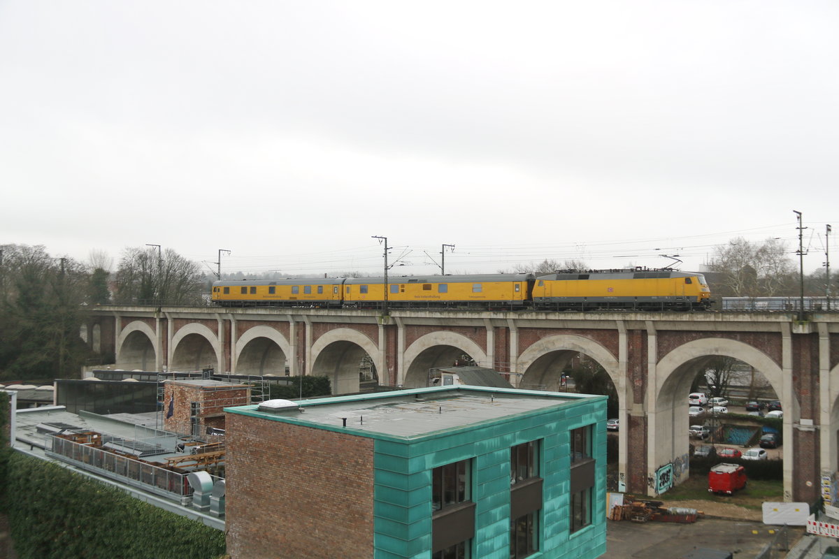 120 160 samt ihrem Messzug aus Köln kommend überquerte am 12.2.19 den 250m langen Burtscheider Viadukt um dann im Aachener Hauptbahnhof ihr Ziel zu erreichen.