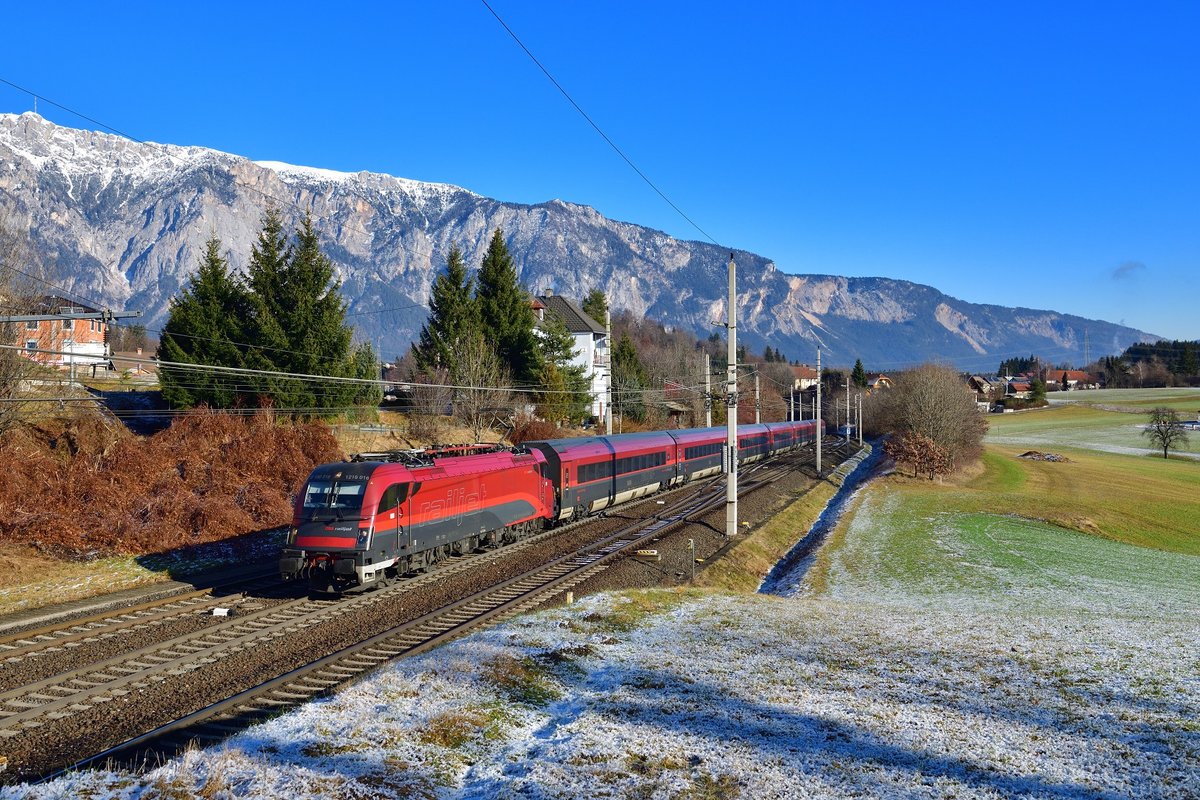 1216 016 mit RJ 131 am 28.12.2019 bei Thörl-Maglern.