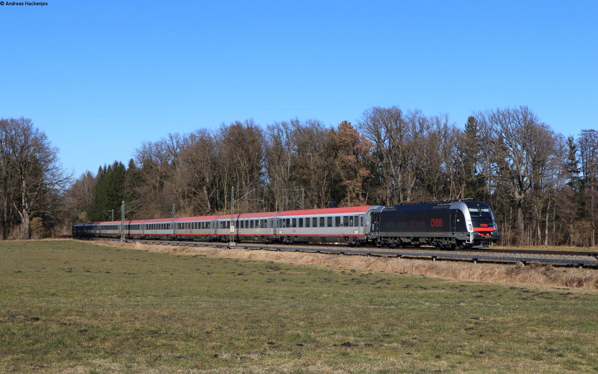 1216 025  357 km/h Worldrecord  mit dem EC 87 (München Hbf – Bologna Centrale) bei Brannenburg 12.2.22