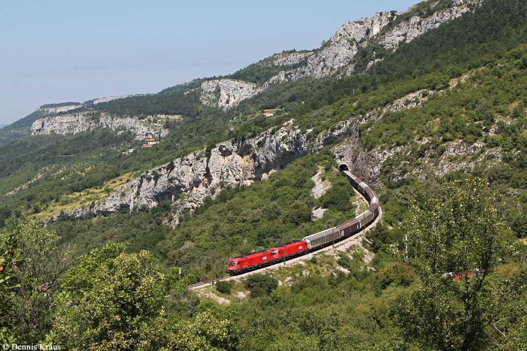 1216 145 + 146 mit einem Güterzug am 09.08.2014 bei Zanigrad.